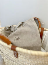 Load image into Gallery viewer, Sac à pain en lin avec les anses, fabriqué à Bruxelles par millimetres.be, durable, pratique, naturel