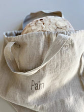Load image into Gallery viewer, Sac à pain en lin réalisé en lin pour transporter le pain au quotidien, réalisé par millimetres.be