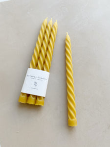 Bougies torsadées en cire d'abeille