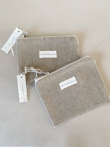 Petite pochette en deux couches de lin - millimetres.be