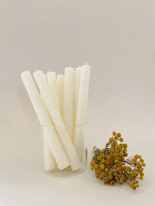 Lot de 3 chandelles en cire d'abeille blanche